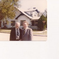 Dads brother Fred Exum Jr., and dad in front of the Exum homestead.